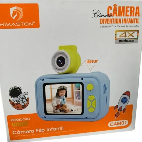 Câmera Divertida Infantil Flip1080p Com Zoom 4x E Tela De 2