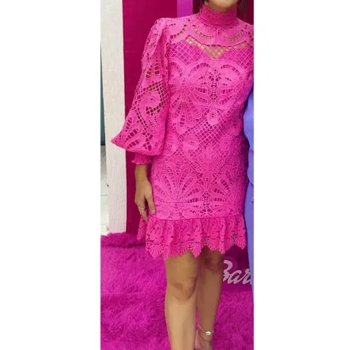 Vestido de festa rosa pink, super elegante, tam P
