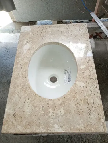 Cuba de banheiro em granito bege 