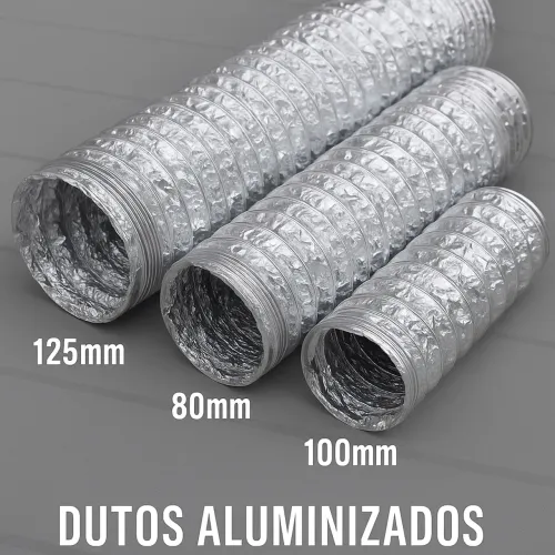 Dutos Aluminizados para exaustor Grow , 80mm, 100mm e 125mm