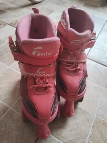 (2 pares)Patins Rosa Infantil Tamanho 34-37