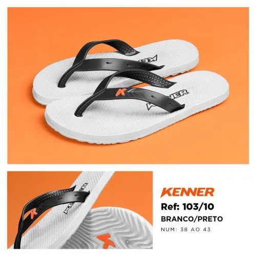Chinelo Kenner Branco/Preto