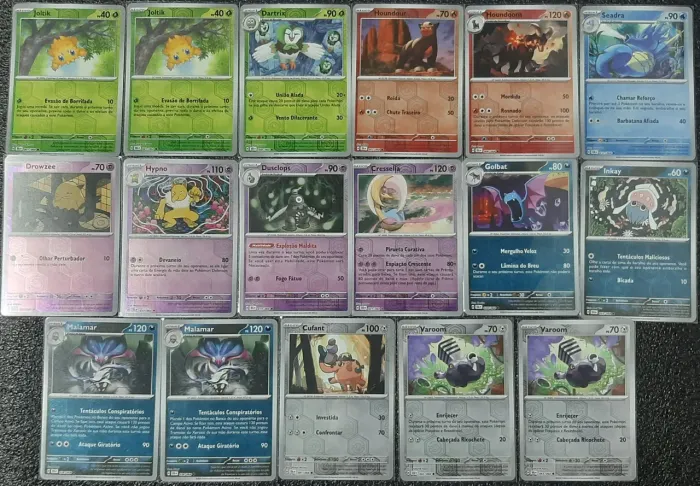 Cartas de pokémon reverse foil originais