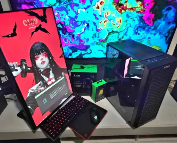 Pc gamer Setup completo rodando tudo Ryzen 5 - RX5600 - Monitor 27 pol 165Hz 2K + Kit Raze