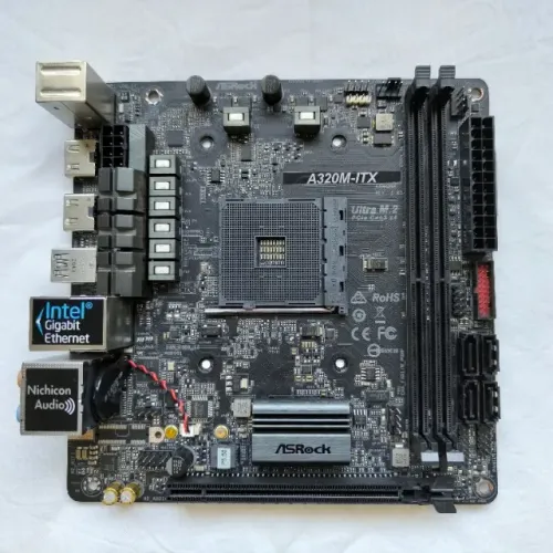 Placa Mini Itx Amd Asrock A320m-itx Am4 Com 2 Hdmi Audio 7.1 Preto