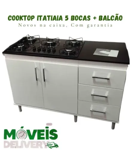 Balcão + fogão cooktop Atlas 5 bocas, MOVEIS NOVOS ENTREGAMOS DF E ENTORNO 