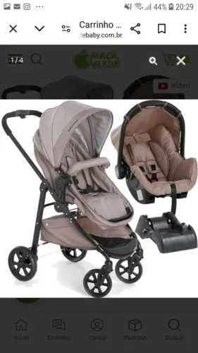 Carrinho de bebê Galzerano Olympus com Bebê Conforto Grid e basei