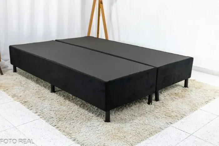 !!! FRETE GRATIS !!! Base Box Casal Bipartida 69x188 Blindado Corino Preto ATN