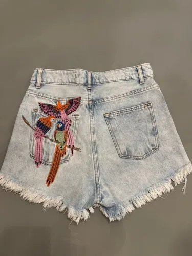 Short Jeans Bordado Pássaros Renner 36 
