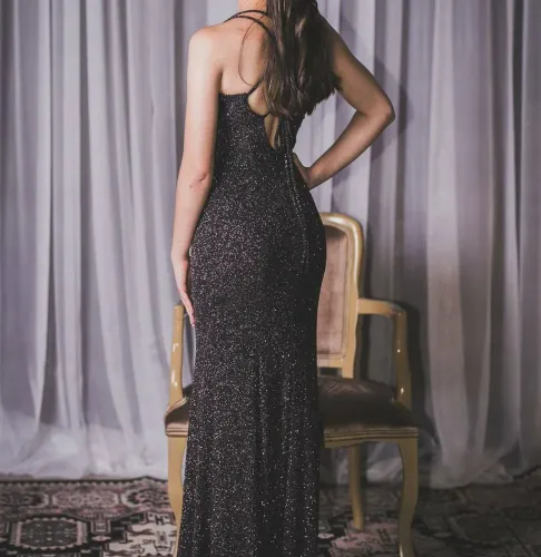 Vestido sereia roxo com brilho