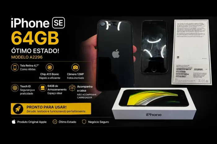 Iphone SE 64GB PRETO-Ótimo Estado