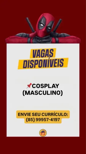 vaga de cosplay / animador infantil