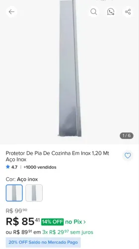 Protetor de pia inox 