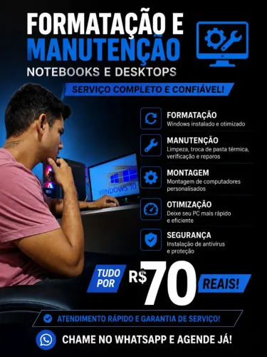 FORMATAÇÃO DE COMPUTADOR A DOMICÍLIO