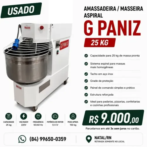 Amassadeira / Masseira Espiral G.Paniz 25 kg - Usada