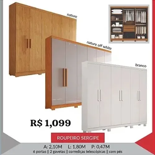 Guarda Roupa Sergipe 100% MDF