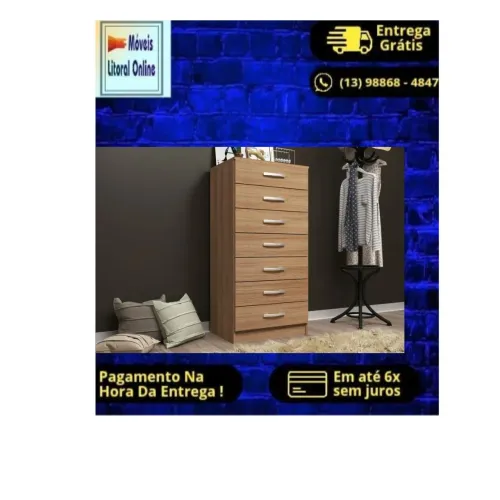 CÔMODA  7 GAVETAS EVIDÊNCIA EM PROMOÇÃO !SEM MONTAGEM 390,00.A VISTA TEM DESCONTO!