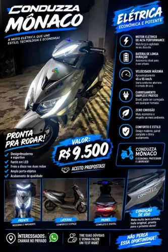 Moto elétrica conduzza Mônaco com alguns detalhes de uso (arranhões)