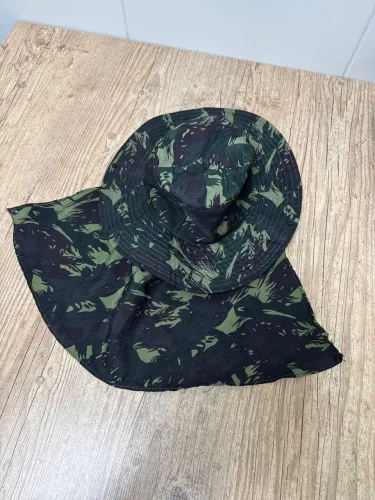 Chapéu Australiano Pescador Camuflado Com Proteção Pescoço Verde Camuflado Único