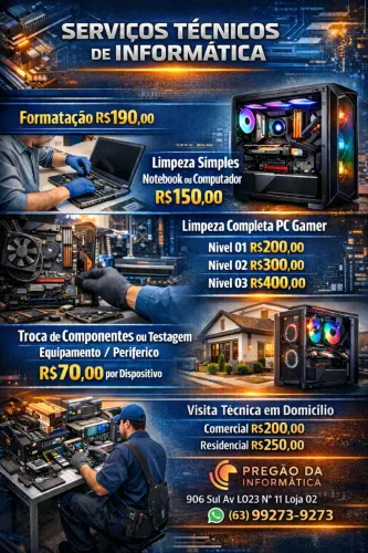 Serviços de manutenção em Informática