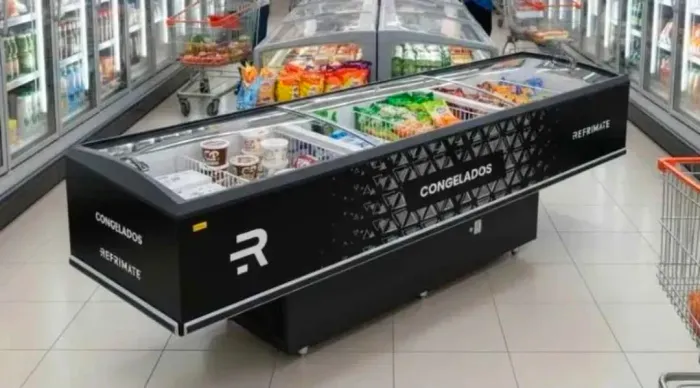 ILHA DE CONGELADOS REFRIMATE 3 METROS VIDRO SEMI CURVO 220V ILUMINAÇÃO LED R$ 8.249,00