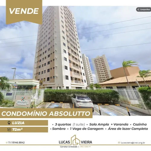 Condomínio Absolutto em Aracaju - SE, Bairro Luzia - AP com 3/4 sendo 1 suite