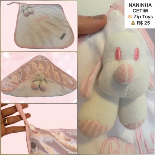 Naninha de Cetim Rosa e Branca ZIP TOYS