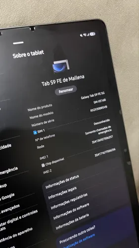 Samsung Galaxy Tab S9 FE 5G (SM-X516B) 128GB - Impecável