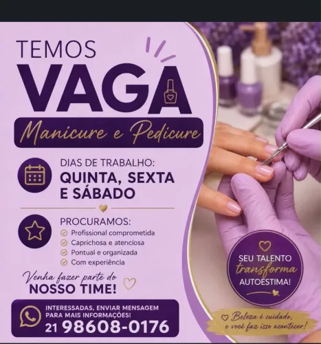 Vaga para Porcelanista nail designer e manicure