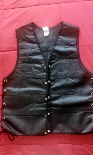Colete de couro moto custom