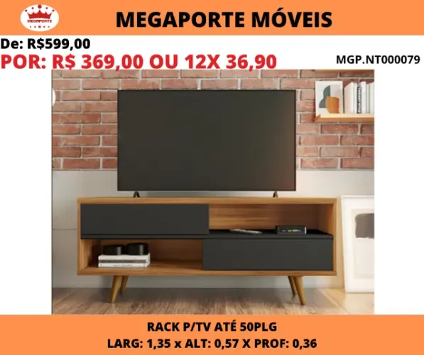 RACK P/TV ATÉ 50 POLEGADAS