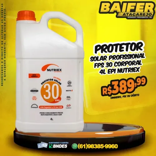 Protetor Solar Profissional FPS 30 Corporal 4L EPI Nutriex