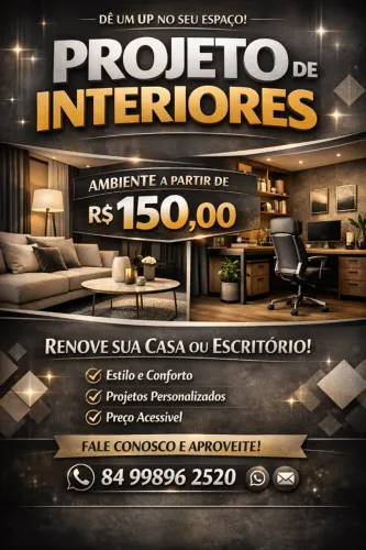 Projeto de Interiores a partir de R$150,00