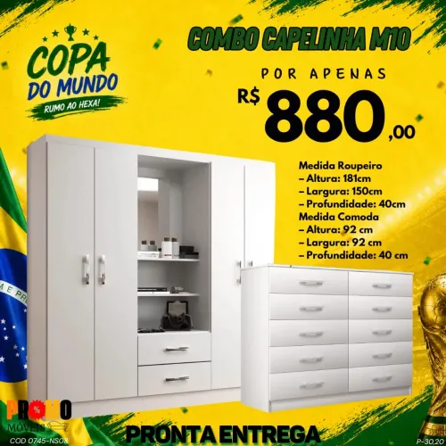KIT GUARDA ROUPA COM COMODA 880,00