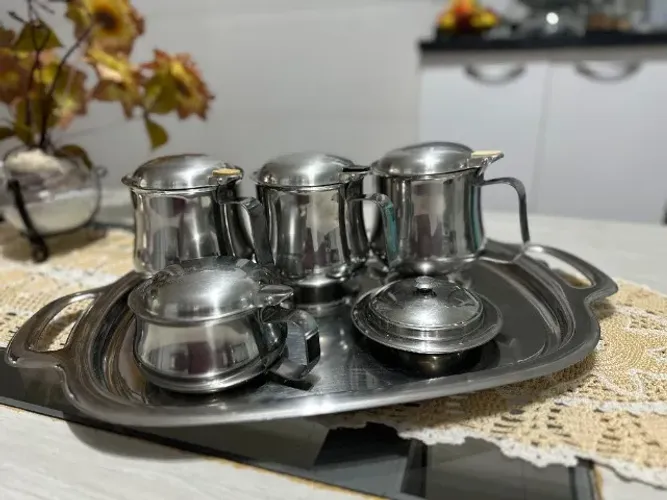 Jogo de Chá e Café em Aço Inox