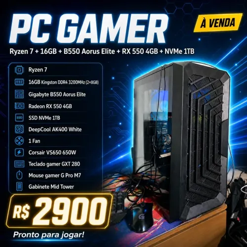 PC GAMER RYZEN 7 + 16GB RAM + B550