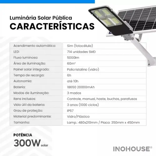 Luminária Solar Pública LED 300W