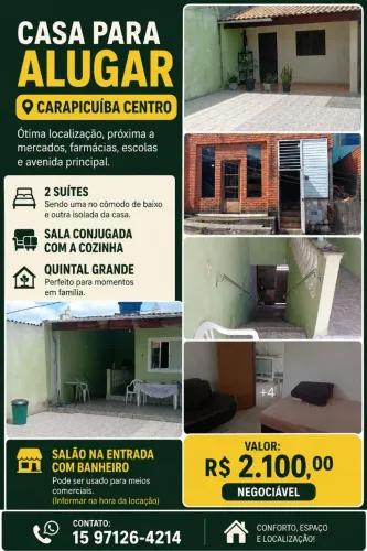 Aluguel de casa 2100,00 centro de Carapicuíba