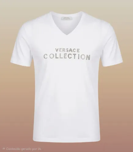 Camiseta Versace Collection Original Prata Metalizada - Tam M