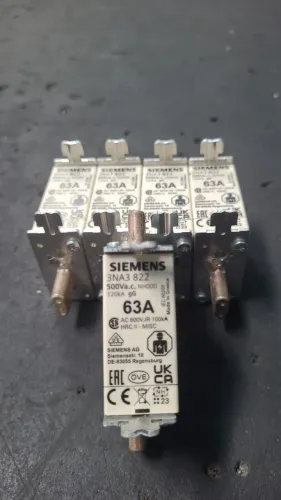 Kit 5 Fusíveis Siemens NH000 63A 500V 3NA3822
