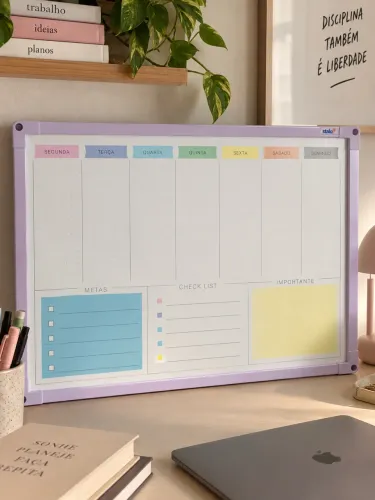 Planner Semanal Stalo 60x40 cm - Quadro Organizador Lilás