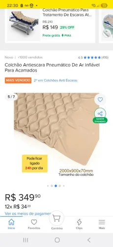 Colchão pneumático antiescaras