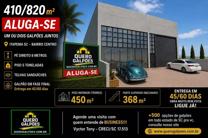 Galpões de 410 m2 Itapema sc Bairro Centro