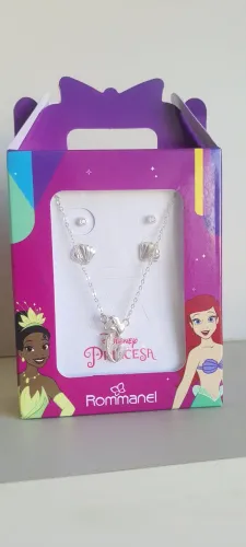 Cordão de prata com brincos da Rommanel