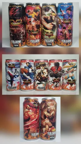 Lote Coleção Latas Vulcano Street Fighter V - 11 Unidades (Raras)