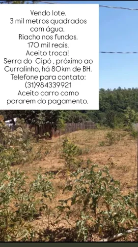 Oportunidade! Lote perto da Serra do Cipó e Curralinho com ótimo preço.