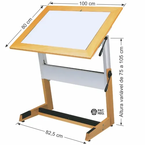 Mesa de luz para arte e desenho.