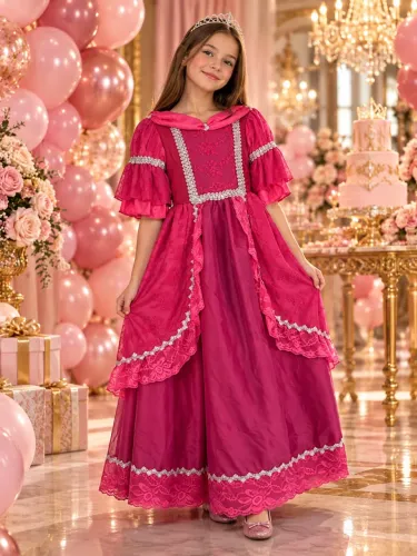 Fantasia princesa luxo TAM 10 rosa 