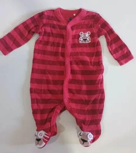 Macacão Bebê Baby Club Algodão com Pé Tigre Tam 0 a 3 Meses