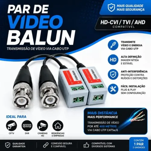 Par de vídeo balun ( produto novo )